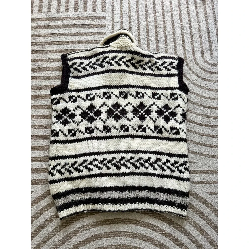 Vintage Cowichan Sweater Vest Hand‎ Spun Wool Fair Isle Original Cert Tag XL